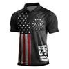 Men's Short Sleeved Shirt Independence Day Printed Three Button Men's Raglan Tops Shirt