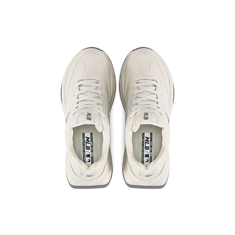 MLB Chunky Runner Base Pelle Comoda Versatile Retro Casual Corsa Aumento Altezza Scarpa Bassa Scarpe da Papà Sneaker Unisex Beige 3ASHCRB3N-07IVS