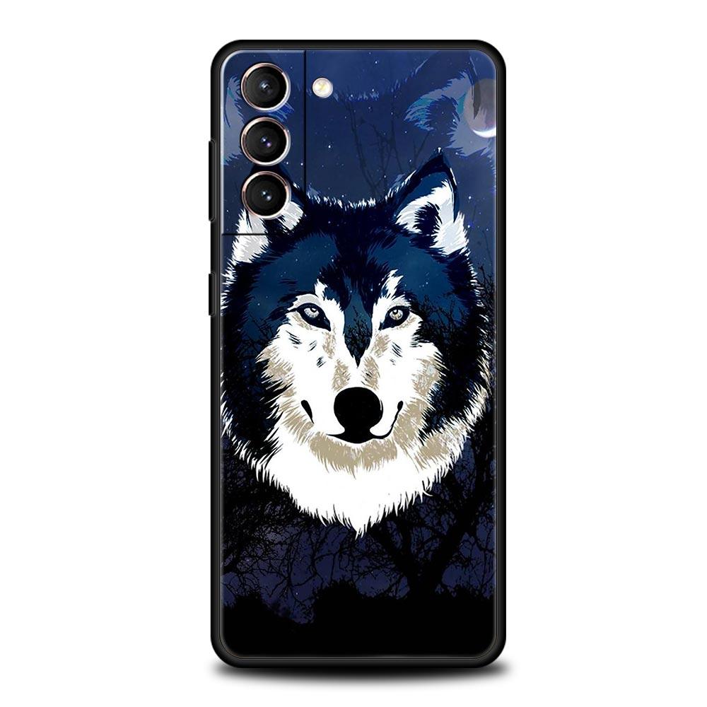 Tierwolf für Samsung Galaxy S22 Ultra S20 S21 FE 5G S10 S9 Plus S10E S8 Telefonhülle Note 10 Lite 20 Weiche schwarze Silikonhülle