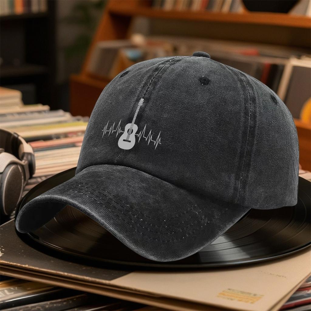 Guitar Heartbeat Line Music Guitarists Maroon Guitarist Musician Concerts Practice Baseball Cap Beach Hat Camping Hat Classic Co