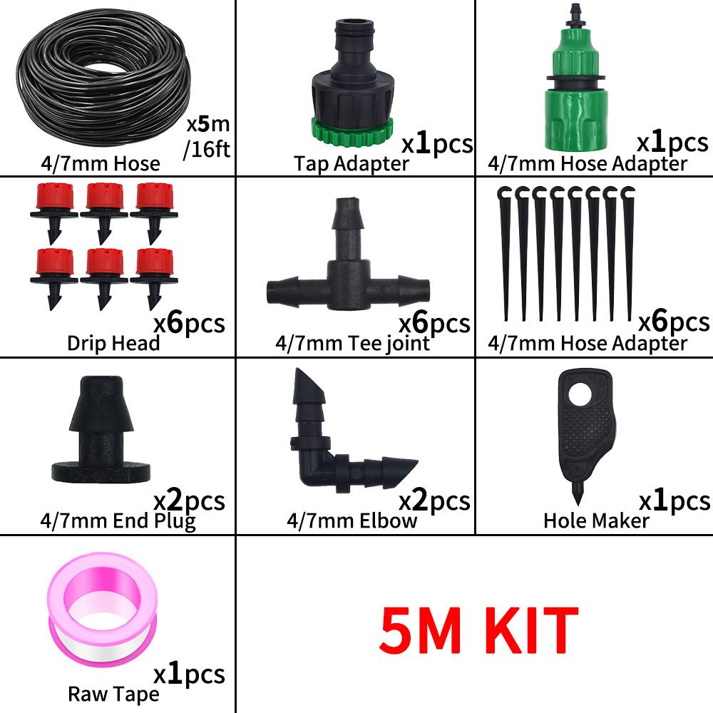 5-20M Micro Drip Irrigation System Kit, Adjustable Drippers & Nozzles for Garden, Patio, Lawn Plant Watering Kits