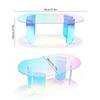 Round Square Acrylic End Table Modern Accent Acrylic Side Desk Easy Assemble Clear Coffee Table Iridescent for Office Home Decor