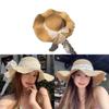 Summer Straw Sun Hat With Bow Accent And Breathable Design For Beach And Travel