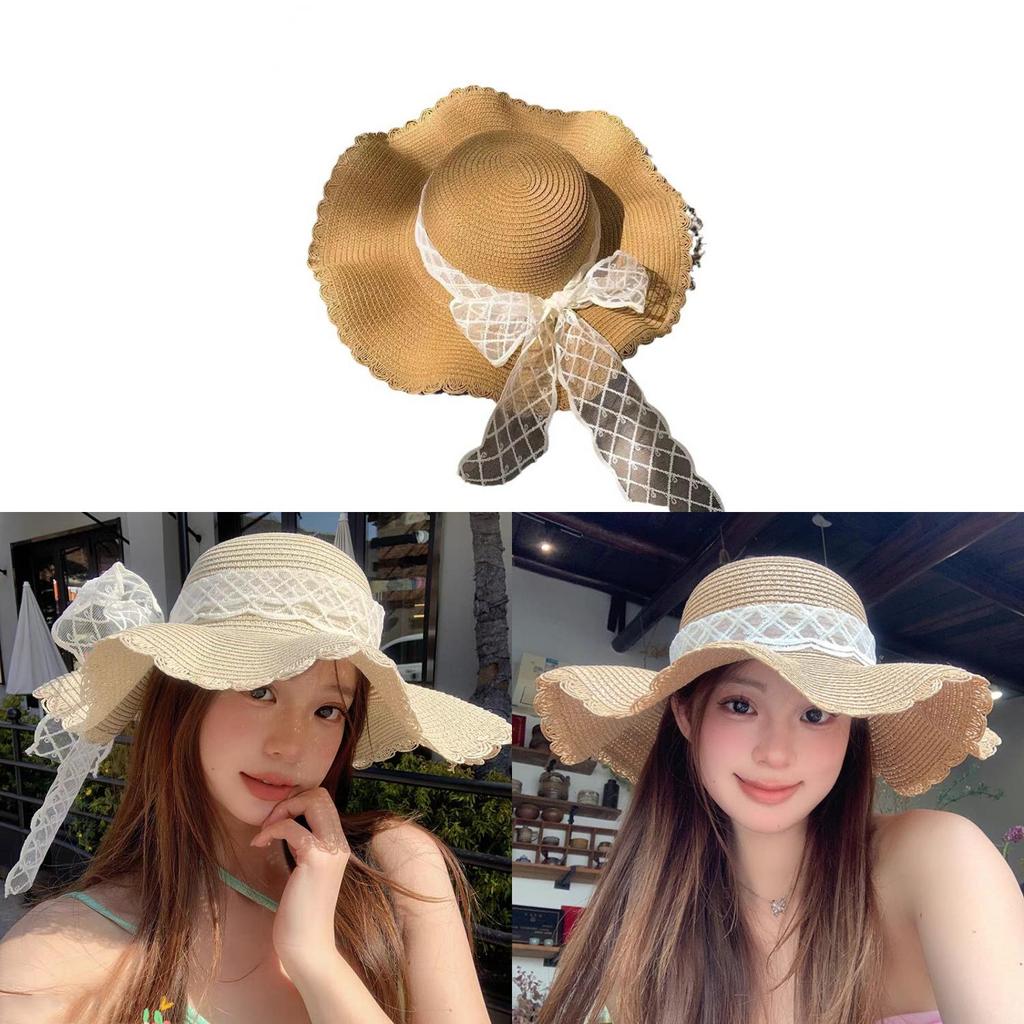 Summer Straw Sun Hat With Bow Accent And Breathable Design For Beach And Travel