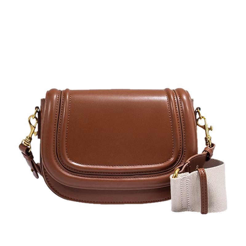 2026 New Style Spanish Women's Saddle Bag: Magnetic Flap, Stitch Detail, Versatile Single Shoulder or Crossbody