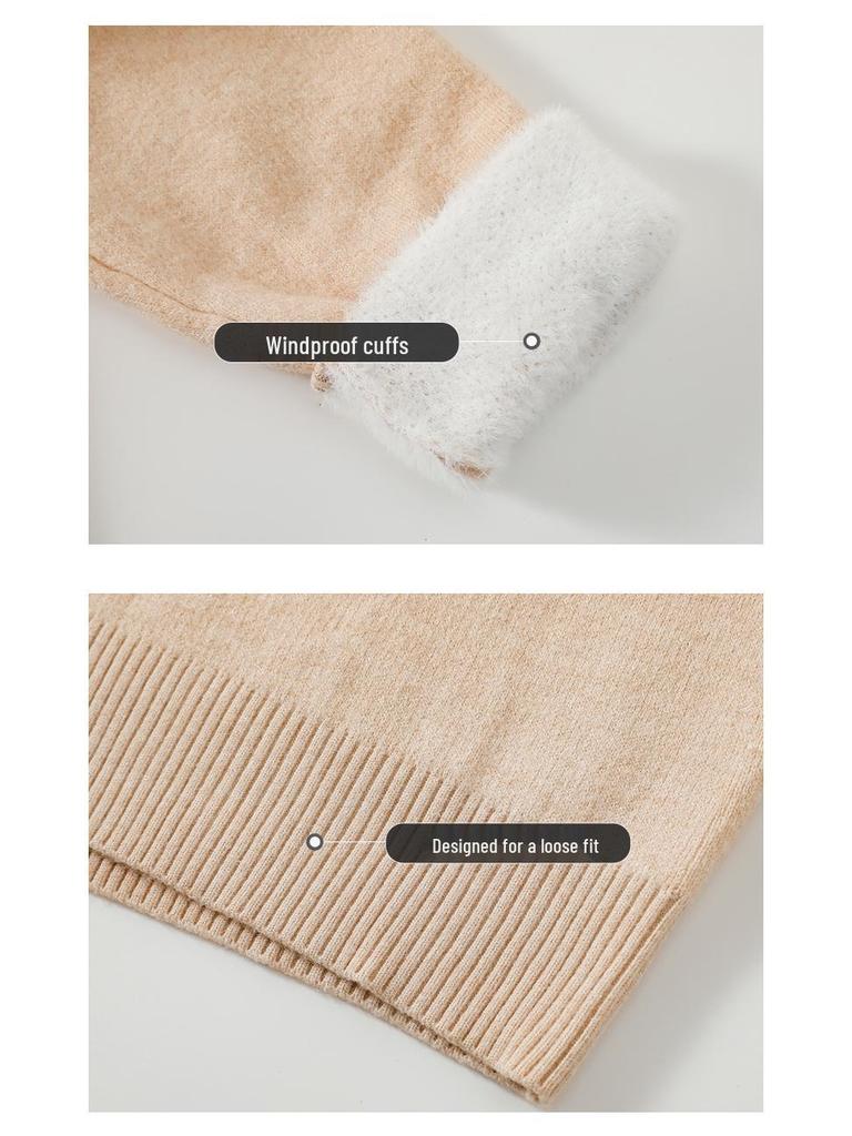 Men's Plush Half-High Collar Sweater, Fleece Knitwear, Thickened Warm Base Layer, Cross-Border Knit Sweater