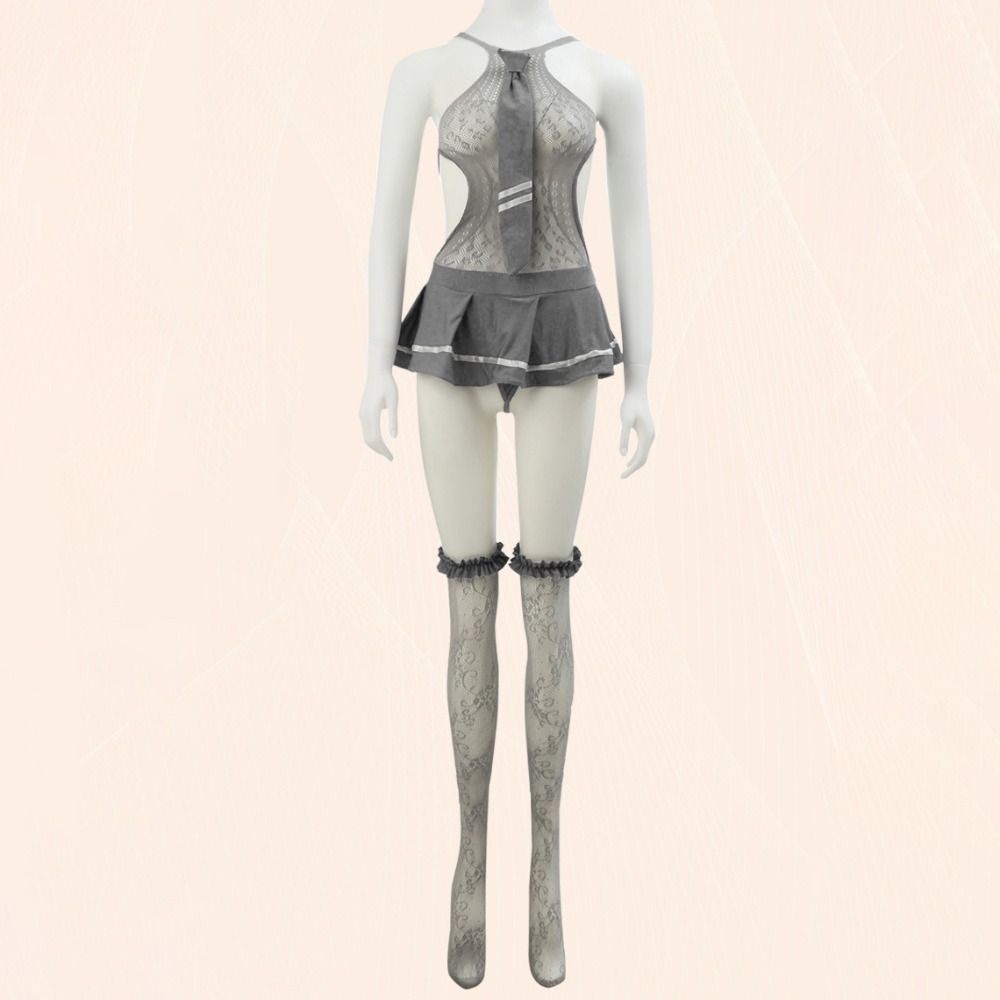 Sleeveless Mesh Hollow Nightgown Nightwear Women Lingerie Set JK Uniform Nightdress  Home
