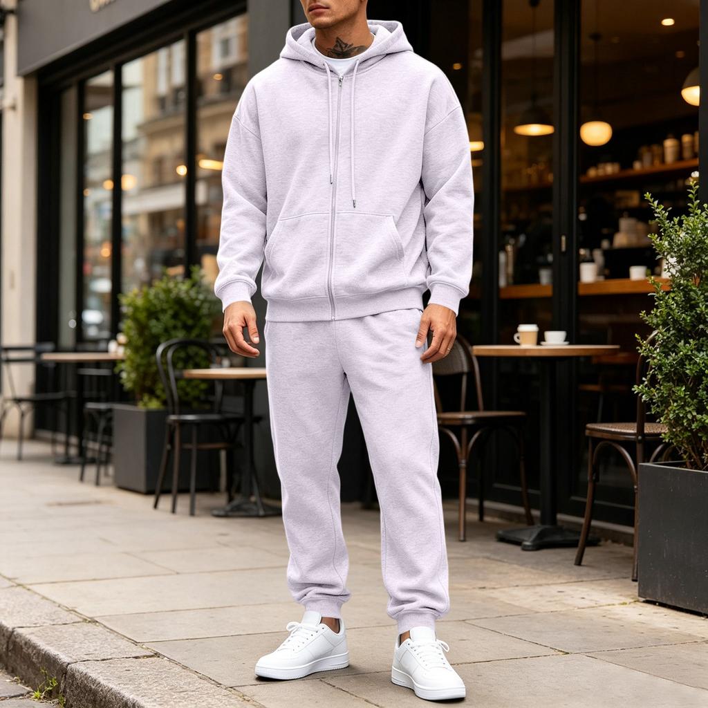 Men's 2-Piece Hoodie Sweatshirt Set Color Casual Sportswear for Everyday Wear