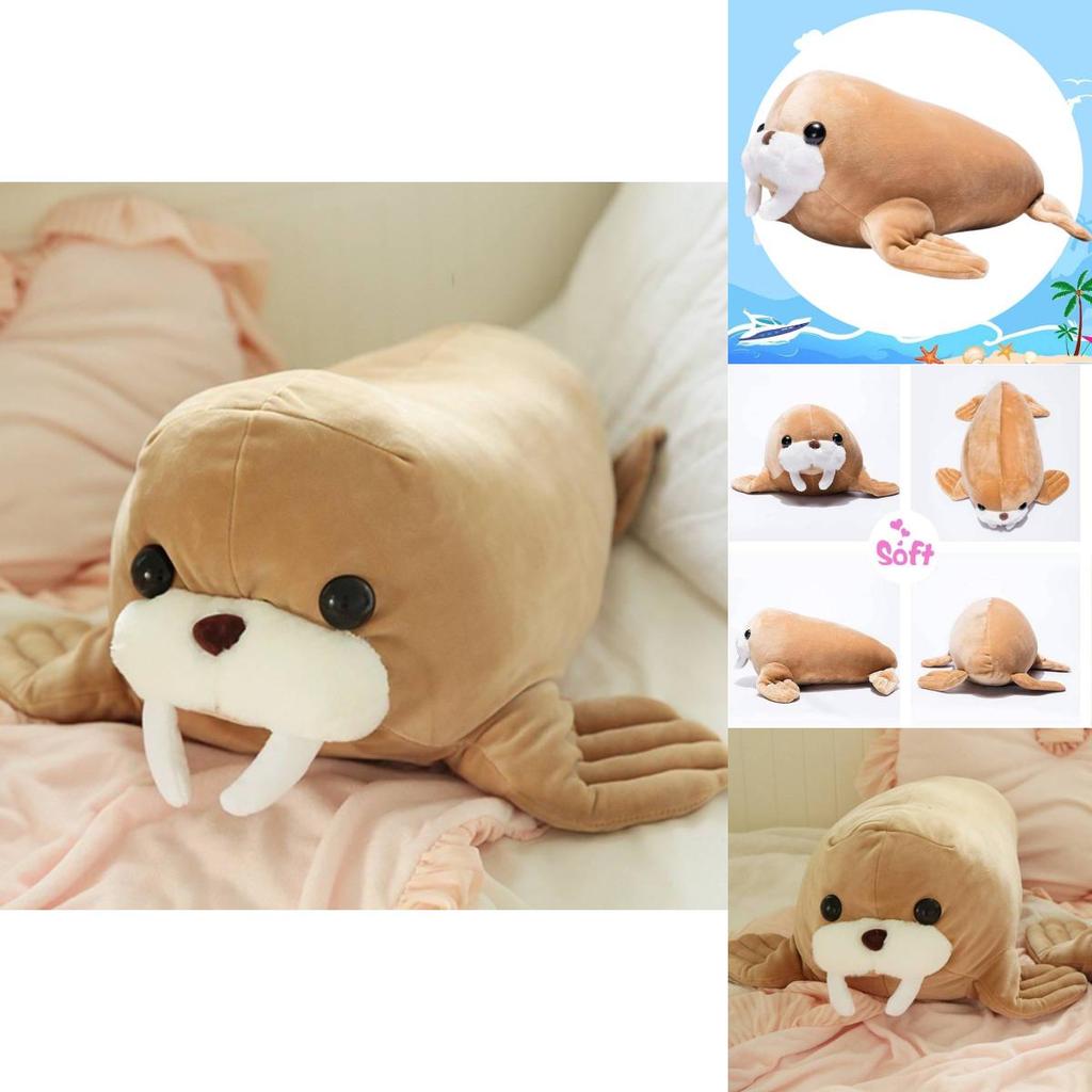Soft Plush Stuffed Animal Walrus Pillow For Bedroom Or Office Decor