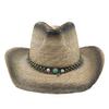 Leather Western Cowboy Hat Men'S Gentleman Godfather Hat Pu Material Panama Cowboy Hat Jazz Hat  Sombrero Para Hombres
