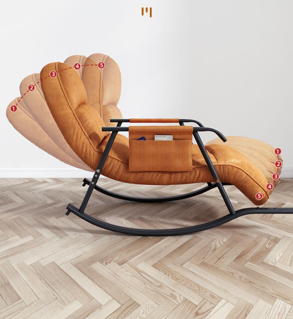 Single Red Recliner: Lazy Sofa Rocking Chair for Adults - Tech Fabric, Home & Balcony Leisure, Convertible To Lounger