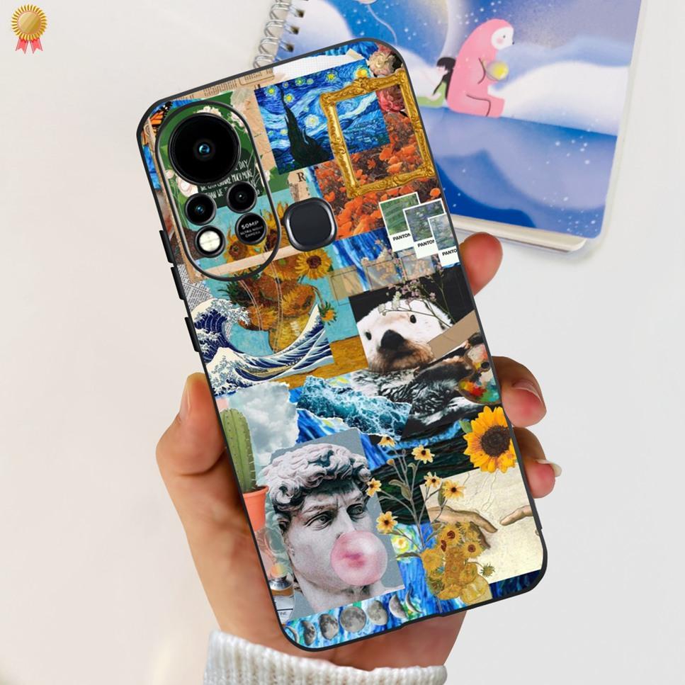 For Infinix Hot 11s Case Back Cover Clear Cute Cat Black Soft Silicone Coque For Infinix Hot11S Hot 11S Phone Case Bumper Fudna