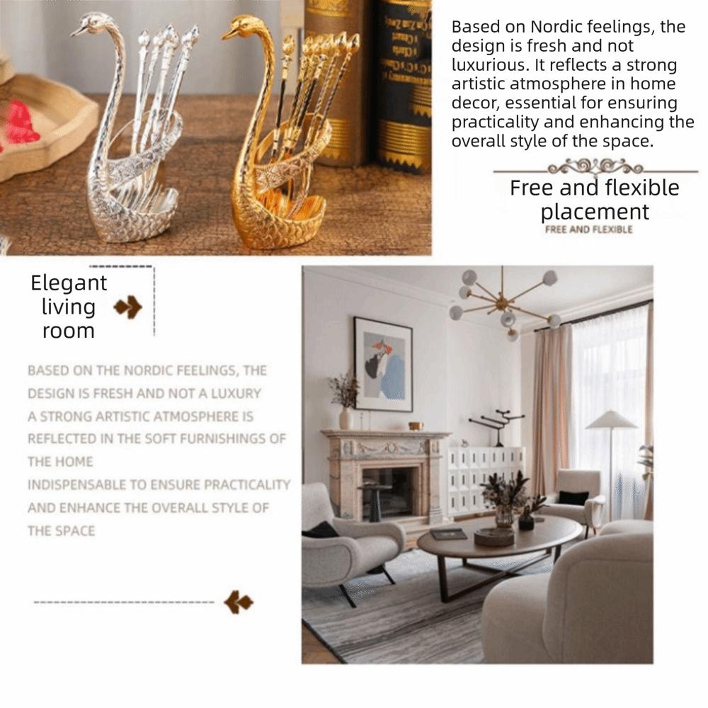 Elegant Swan Tableware Set Luxury Dessert Cake Forks Swan Holder Coffee Spoons  Daily Use