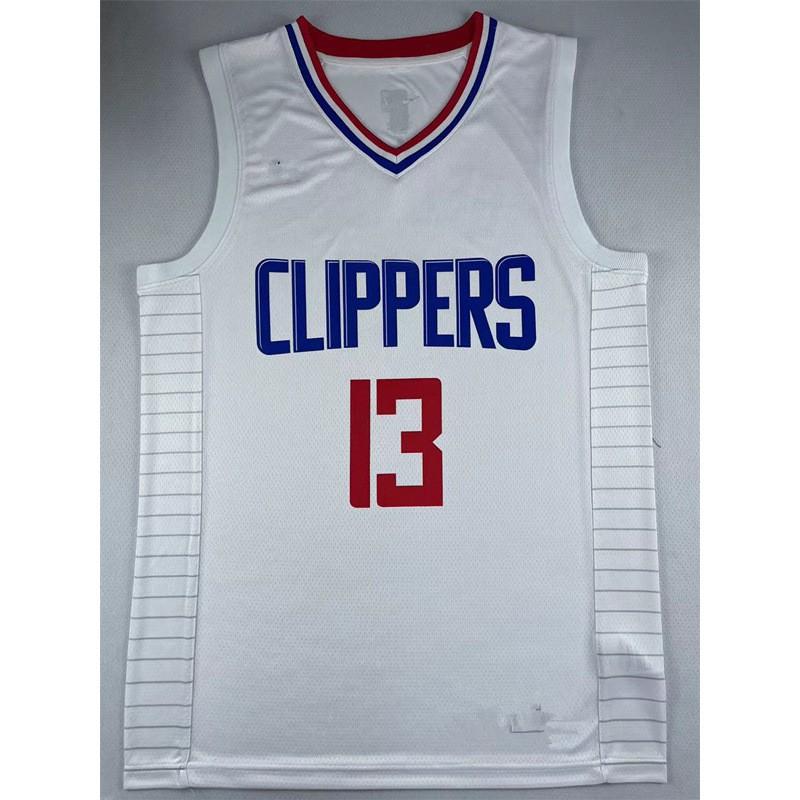 Mens LA Clippers 13 Paul George Basketball Jersey Hot Press Print Sportswear Adult Training Game Wear