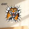 Cool Bedroom Wall Decorations 3D Tiger Stickers, Peel And Stick Roaring Decals, Removable PVC Decals Art Mural Decor, Realistic Cracked Sticker