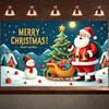 Christmas Decor Santa Claus Festive Backdrop Seasonal Decoration Christmas Tree Winter Wonderland Banner For Winter Festival