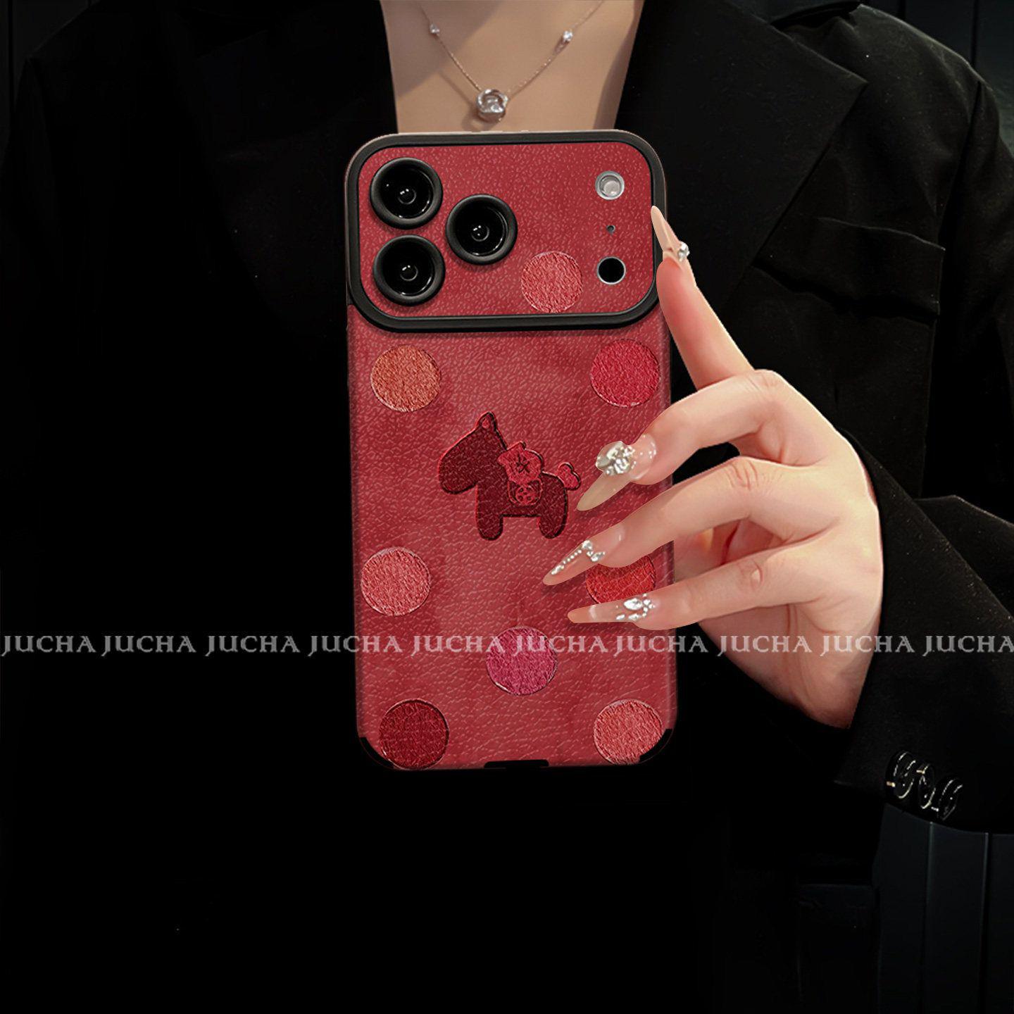 

Polka Dot Little Horse Oil Painting Phone Case for iPhone 16/17 Pro Max with Lanyard 15 Pro Max