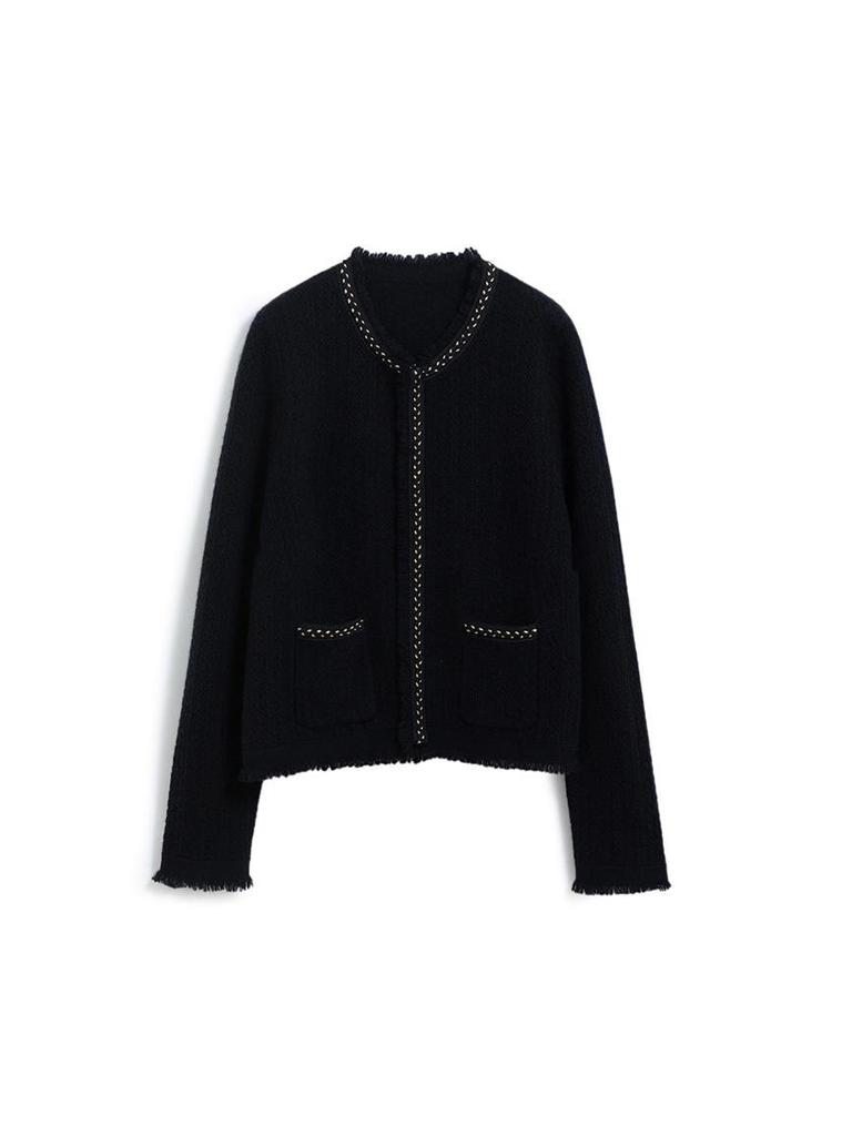 Gold Edge Double-Sided Woven Cardigan Dress Set
