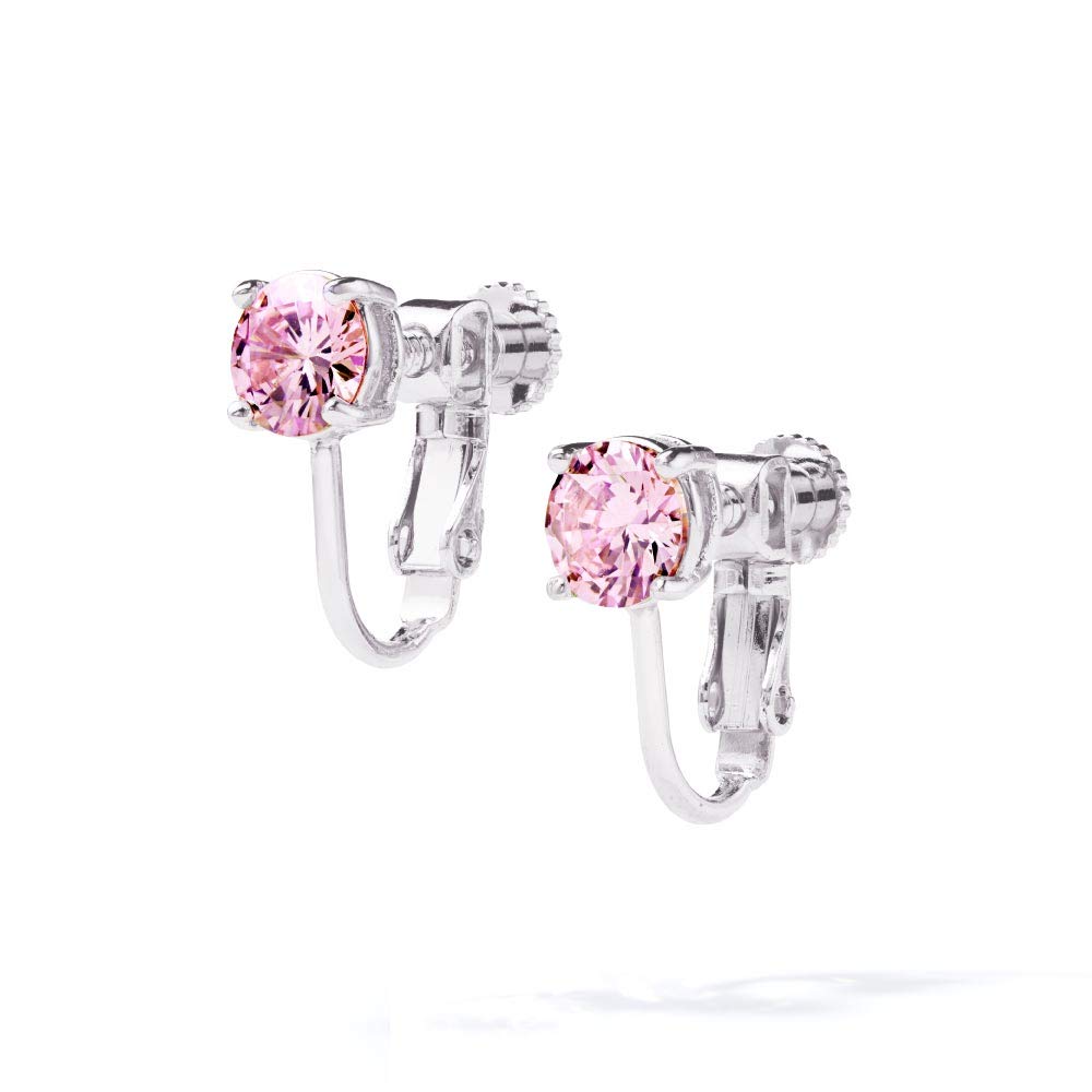 Gift from New York Earrings for 18K Platinum Single Stone Gift for Women Women, Gold, Plated, 0.75ct, Pink, Earrings, Hypoallergenic,