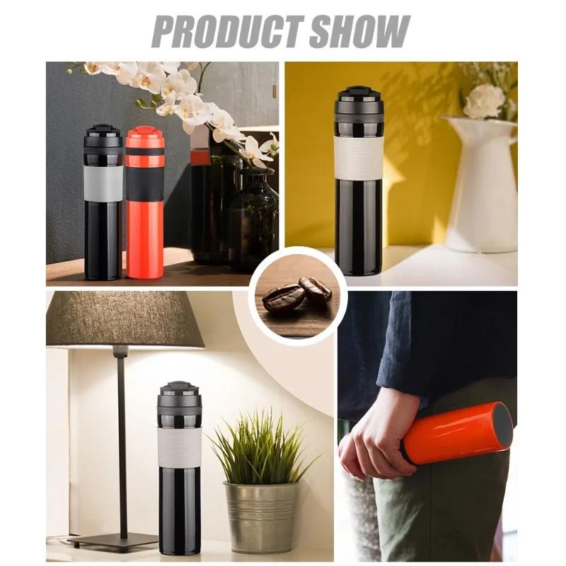 350ML American French Press Coffee Pot Portable Plastic Coffee Bottle with Filter Hand Pressure Coffee Pot for Car Travel Mug