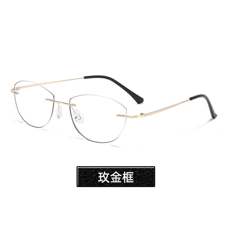 High-intelligence cat's eye rimless glasses frame, ultra-light retro high-end color-changing gray glasses frame, can be equipped with myopia glasses