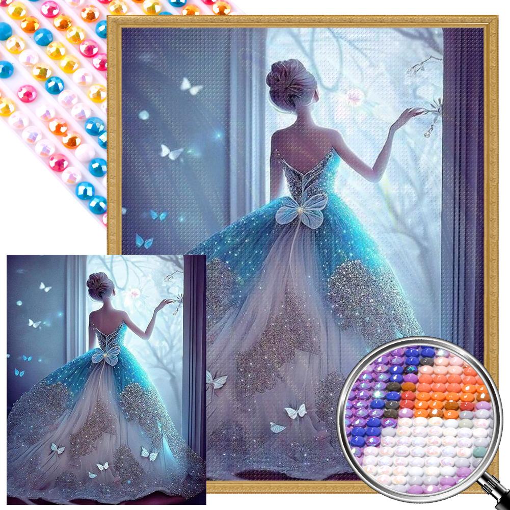 5D DIY Full Round Drill Partial AB Diamond Painting Princess Back Decor 45x55cm