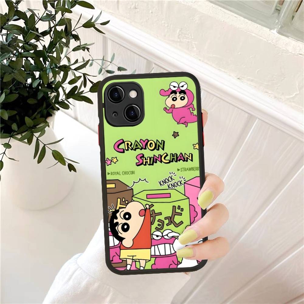 Crayons Shin-chan Phone Case for iPhone 14 11 12 13 Mini Pro Max 8 7 Plus X XR XS MAX Translucent Matte Cover