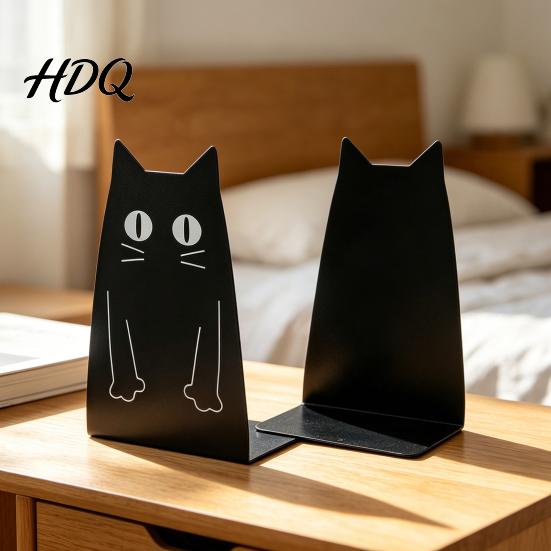 Desktop Bookend 1 Pair Metal Cat Book Ends Cute Bookends for Shelves