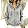 Women S Autumn Winter Hooded Zip Up Loose Knit Cardigan
