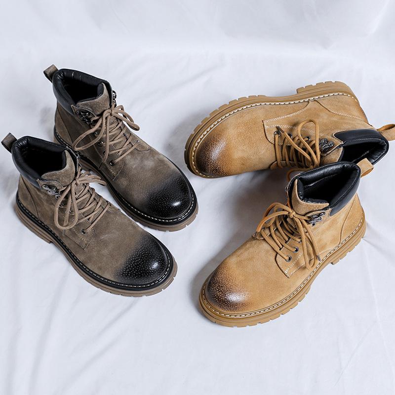 2025 tooling Martin boots men's and women's high-top boots leather breathable mountaineering boots medium-top height-increasing short boots 6002-W