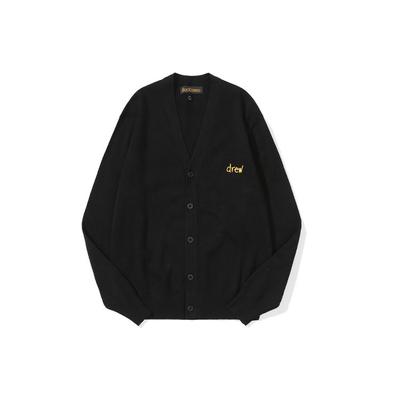 Drew House Buchstaben-Logo Serie V-Ausschnitt Einreihiger Locker gestrickter Pullover Unisex-Pullover Schwarz DR-FW21-088