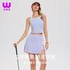 Womens Tennis Sport Set: Sleeveless Crop Top High-Slit Skort Quick-Dry Breathable Workout Outfit Yoga Fitness Running