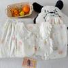 Cloud Cotton Pajamas Women'S Summer Short-Sleeved Thin Cute Cartoon Loungewear Doll Collar Three-Piece Set