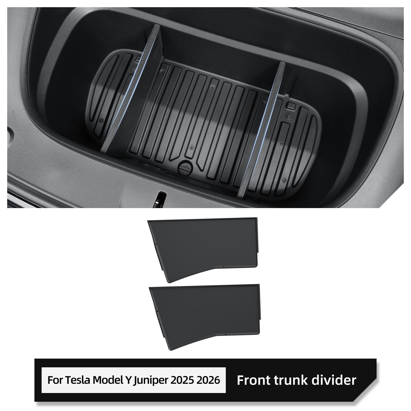 

for Tesla Model Y Launch 2025 2026 Juniper Car Front Trunk Interval Combination Partition Front Spare Box Organizer Accessories black 2pcs