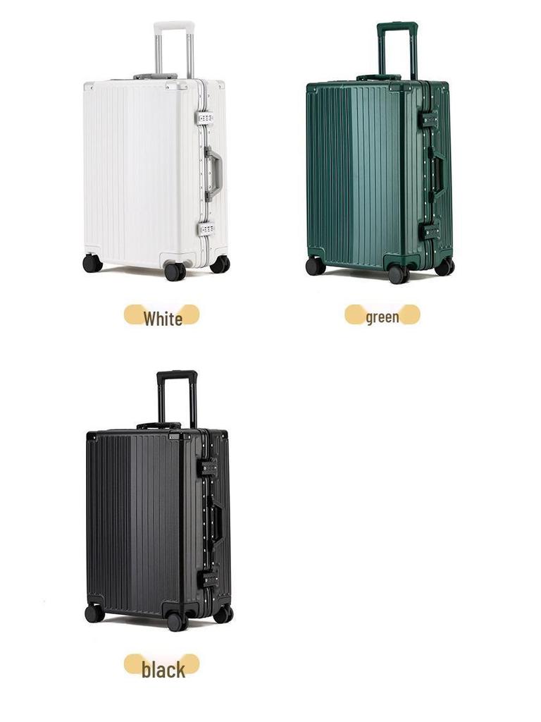 24-Inch Trendy Aluminum Frame Suitcase with Universal Wheels & Password Lock for Students