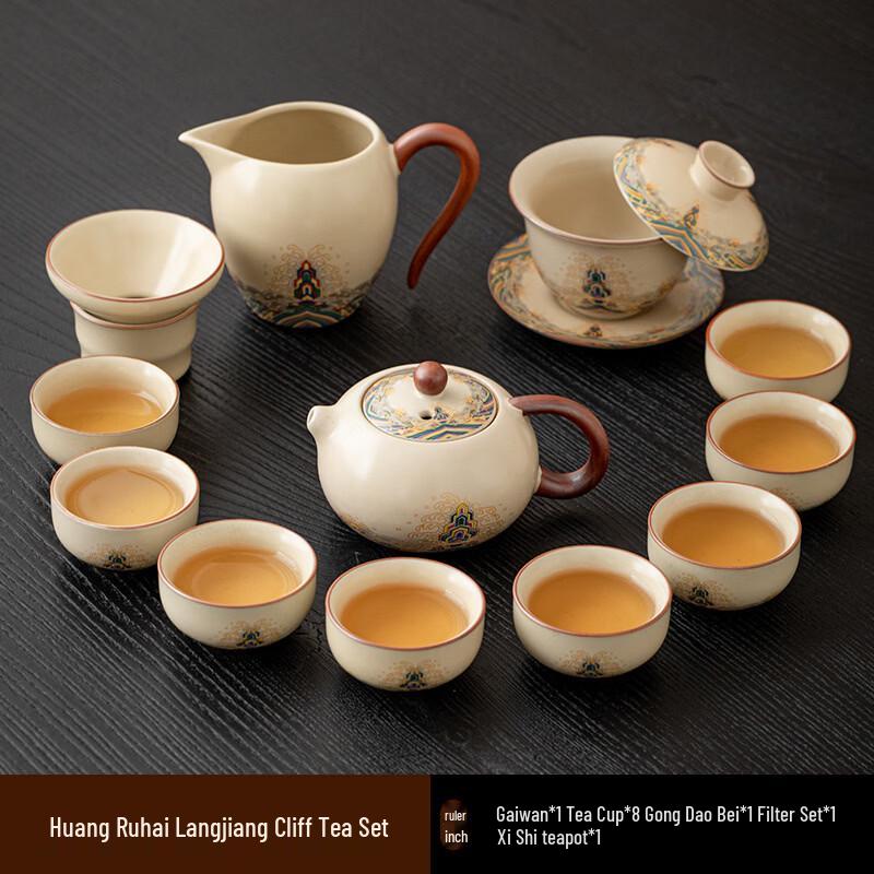 Ru Kiln Kung Fu Tea Set with Seawater and Cliff Pattern
