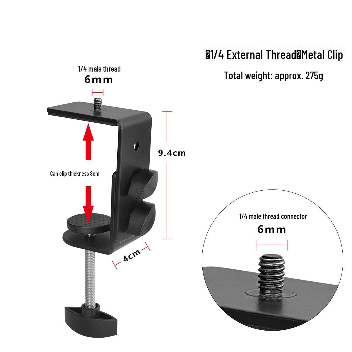 Universal Multi-Functional Clip with 1/4 Joint for Phone, Microphone & Camera