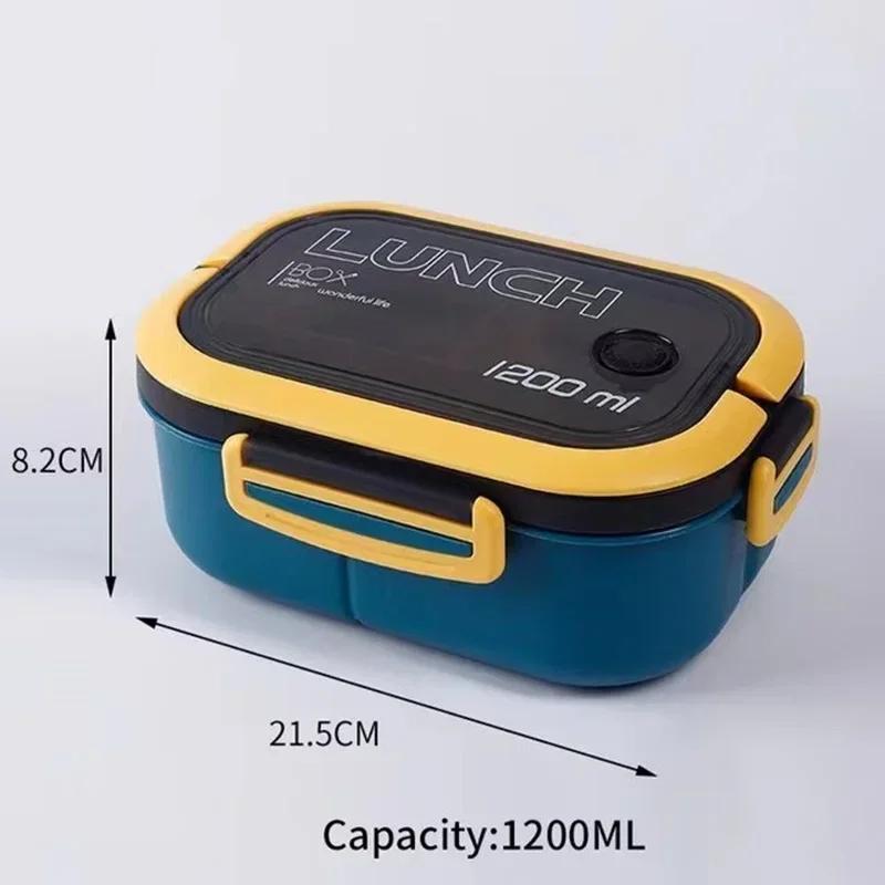 2025 New Double Layer Portable Student Lunch Box Compartments Microwae Bento Lunchbox Kids School Outdoor Camping Picnic Food Co 3 1200ml 2 синий 1660₽
