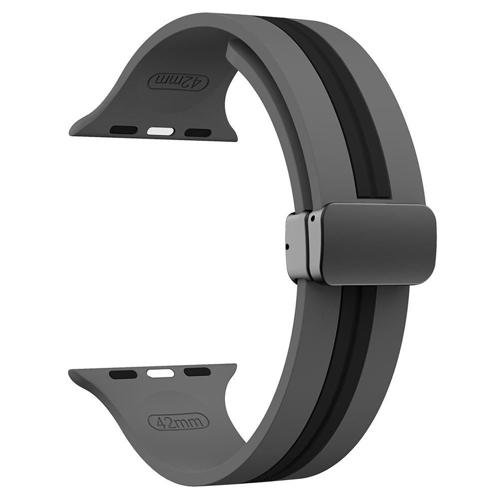 KALEBOL Striped Magnetic Silicone Strap for Apple Watch Series 10 9 8 7 SE 6 5 4 3 2 1 42mm 41mm 40mm 38mm Watch Band