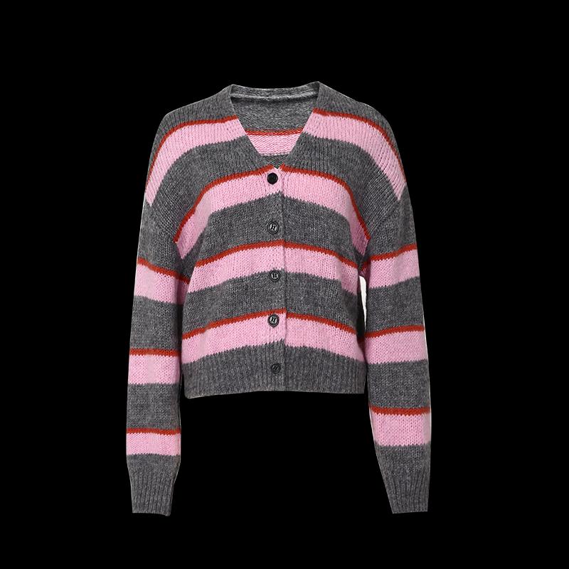 Tatou Women's Striped V-Neck Knit Cardigan