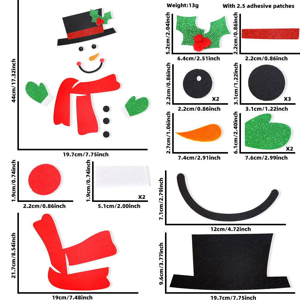 Christmas Nonwoven Attractive Fabric Door And Window Stickers With Joyful Designs Snowman