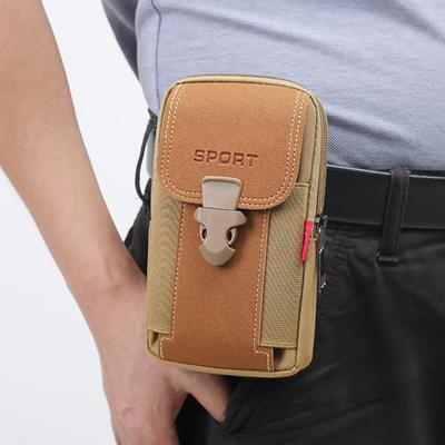 Fanny Pack for Active Lifestyle Canvas Phone Belt Bag Faux Leather Zipper Closure Belt Fastening Bag for Travel Outdoor Activities