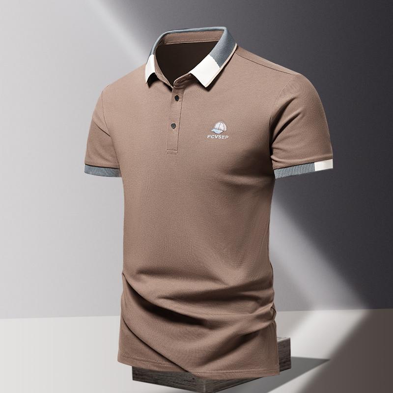 Summer Men's POLO Shirt Fashionable Ice Silk Quick Drying Short Sleeved T-shirt  Solid Color Loose Fitting Business Collar Top