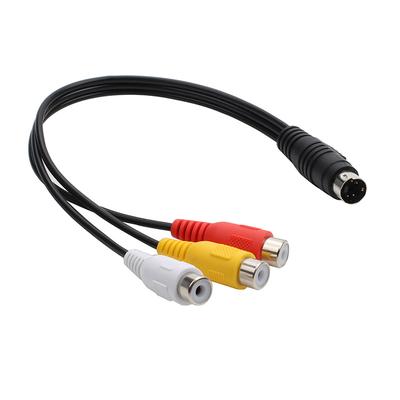 25cm 4 Pin S-Video Male To 3 RCA Female Adapter Splitter AV Cable for Laptop Computer