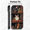 Cute Cat Bookshelf Interesting Soft Phone Case for iPhone 16 16E 17 Air 15 Pro Max 14 Plus 13 Mini 11 12 7 Black Cover Back Shel