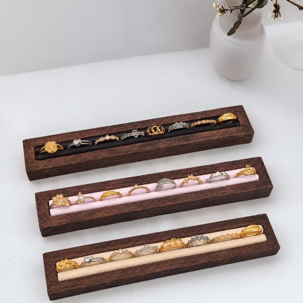Wood Ring Holder Soft Lining Ring Storage Rack Jewelry Organizer Tray Jewelry Shop