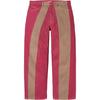 Panelowe Baggy Jeansy w Paski Czerwone