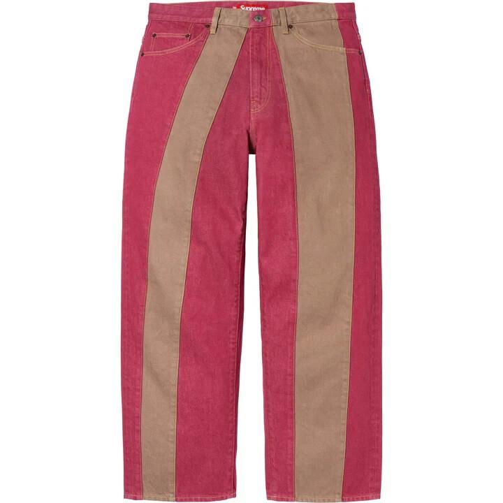 Supreme Paneled Stripe Baggy Jean Red 32