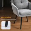 Modern Accent Chair, Upholstered Chair with Metal Legs, Linen Look, Light Grey