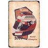 Vintage Formula 1 Helmet Metal Tin Sign Bar Garage Club Wall Decor